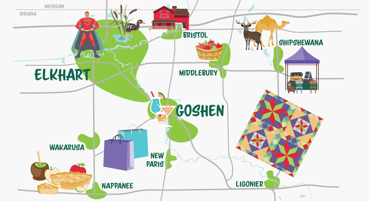 Sturges Property Group - Illustrated Elkhart, Goshen, Shipshewana Area Map