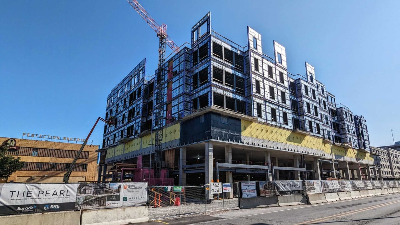 The Pearl Construction Progress as of July 2023, Fort Wayne, IN - Photo Courtesy of Sturges Property Group